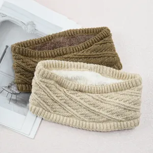 Fascia Larga in Maglia di Acrilico per Donna Foderata in Pile Termica Scaldaorecchie Invernale Turbante Fascia per Capelli Accessori Capelli