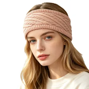 Comoda fascia in maglia per donna invernale calda spessa paraorecchie accessorio capelli