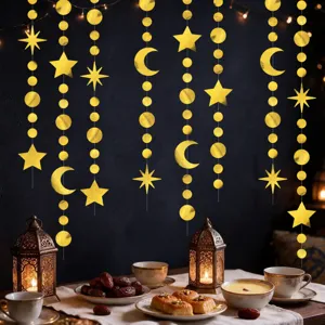 Gold Star And Moon Garland Hanging Streamers For Party Wedding Birthday Eid Decoration