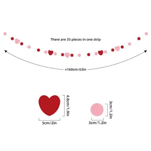 Valentine's Day heart garland banner hanging decoration 35 pieces 160cm length party decor