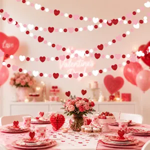 Valentines Day heart garland party hanging decoration romantic pink backdrop details