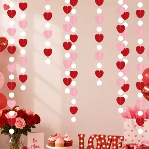 3D paper heart garland hanging pendant for Valentine's Day party and birthday decor supplies