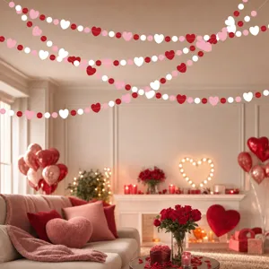 Valentine's Day heart paper garland hanging banner for romantic party wedding decoration