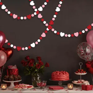 Valentine Day heart paper garland hanging decor wedding party backdrop decoration supplies