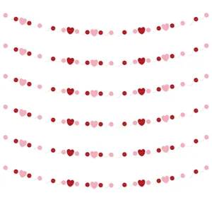 Valentine's Day heart paper garland string decoration for wedding party main view 6pcs