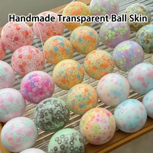 Fundas de pelota antiestrés transparente DIY con confeti colorido dentro para juguetes hechos a mano.