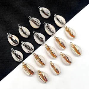 Pendentif Coquillage Naturel Coquille Or Argent Bord Électroplaqué Charme Pour Fabrication De Bijoux DIY Accessoires Artisanaux