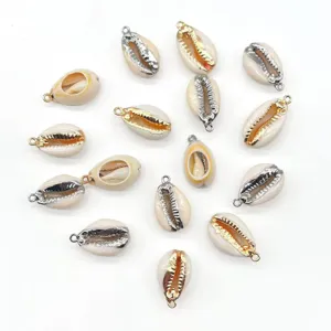 Pendentifs en coquillage cauris naturel plaqué or et argent accessoires de bijoux DIY détail