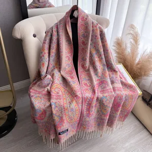 Elegante E Stupenda Sciarpa Paisley Jacquard con Frange Stola Lunga Etnica Donna