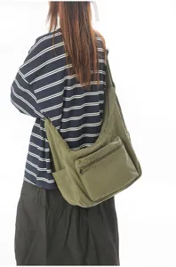 Casual μεγάλη τσάντα ώμου από καμβά για γυναίκες, slouchy τσάντα ταχυδρόμου με πολλές τσέπες.