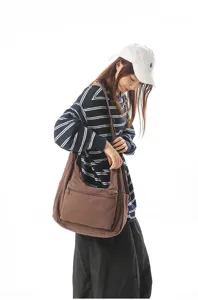 Μεγάλη τσάντα χιαστί από καμβά vintage casual hobo ώμου με πολλαπλές τσέπες.