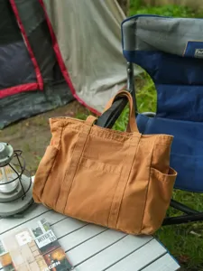 Vintage πλυμένη τσάντα tote από καμβά για γυναίκες, καθημερινή casual τσάντα ώμου.