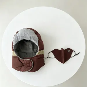 Winter trapper hat and mask set, thickened warm plush ear protection windproof cycling ski cap.