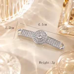 Silver micro pave zircon connector DIY bracelet necklace jewelry making accessory 4.1cm