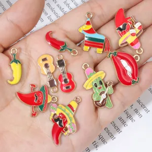 Set de dijes de esmalte de aleación tema carnaval mexicano accesorios de joyería DIY