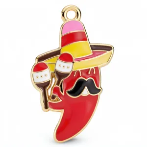 Colgante de esmalte de chile mexicano carnaval de aleación para pulsera llavero DIY