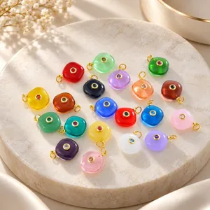Kleurrijke snoep glas steen hangers met gouden ring voor DIY sieraden ketting armband maken.