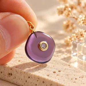 Hoge kwaliteit paarse snoepsteen hanger met diamanten inleg voor DIY sieraden ketting