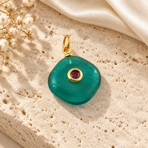 Groene snoep edelsteen hanger met gouden oog en rode steen elegante DIY sieraden accessoire