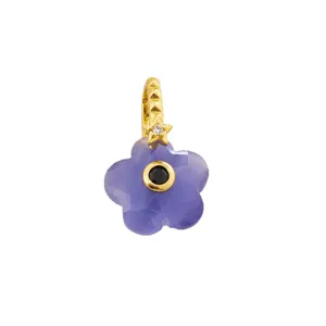 Colgante de flor de cinco pétalos con piedra violeta y gancho de estrella dorada para joyería DIY.