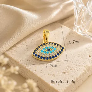 Exquisite 18K gold plated copper evil eye pendant with sparkling cubic zirconia stones.