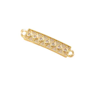 Gold plated DIY jewelry connector component rectangular paved zircon eye charm pendant link