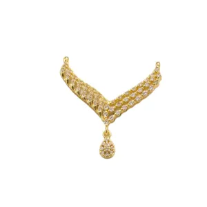 Pendentif Goutte Forme V Zircone Plaqué Or Collier Accessoire Bijoux Image Principale