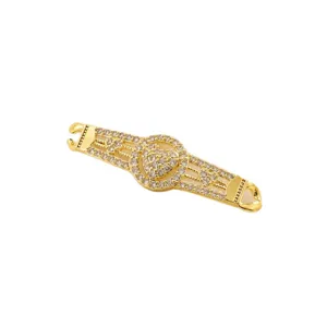 Gold-plated copper micro-pave cubic zirconia heart DIY bracelet necklace jewelry connector.