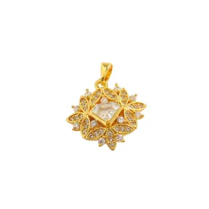 Pendente in ottone dorato micro pavé zircone foglia scudo per collana braccialetto