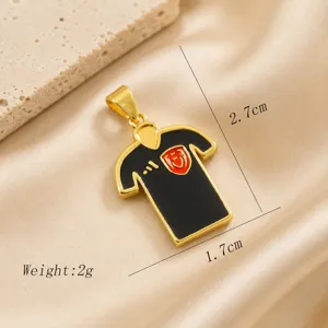 Pendentif maillot noir émaillé plaqué or, accessoire de collier, design exquis, taille 2.7x1.7cm.