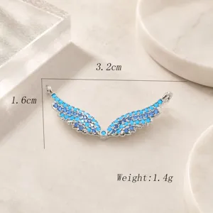 Pendentif aile double scintillant avec strass bleus pour bracelet et collier de bricolage.
