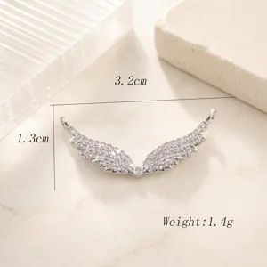 Connecteur de pendentif d'aile double boucle en strass argenté pour bijoux 3.2cm