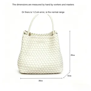 Sac à main seau tissé blanc sac cabas épaule décontracté dimensions 20x12x20cm chic.