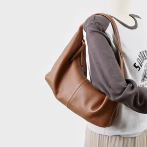 Sac bandoulière en cuir souple décontracté cabas dumpling grande capacité sac à main