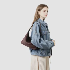 Sac porté épaule hobo en cuir tissé artisanal sac cabas décontracté classique