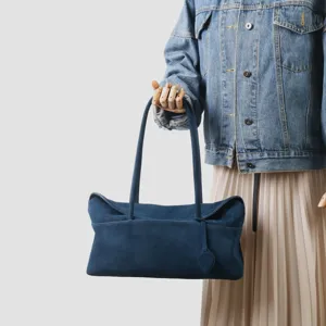 Sac cabas en suédine pour femme, sac oreiller vintage de travail, élégant sac porté épaule.