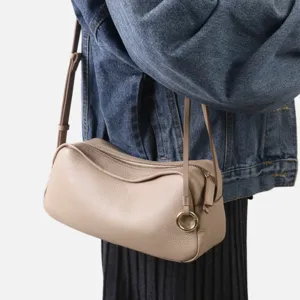 Sac bandouliere toast en cuir veritable pour femmes, sac Boston souple et decontracte.