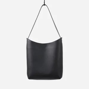 Borsa a spalla hobo in vera pelle nera elegante secchiello per lavoro quotidiano