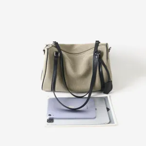 Sac bandoulière Boston en toile vue de détail, design minimaliste, sac pour femme