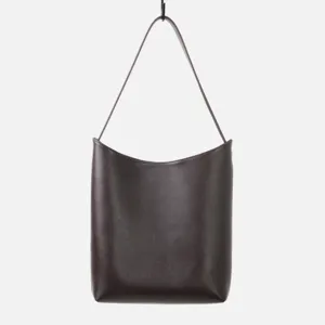 Borsa a spalla in vera pelle marrone borsa hobo minimalista con manico superiore per lavoro.