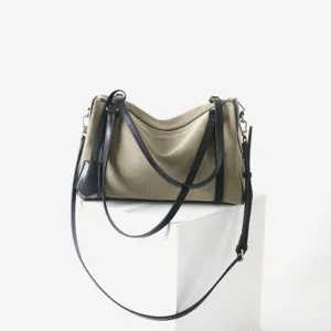 Sac bandoulière boston en toile et cuir minimaliste grande capacité pour tous les jours