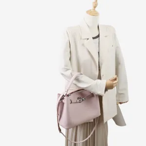 Sac cabas bandoulière en cuir véritable pour femme, élégant sac à main rose pour le travail quotidien.