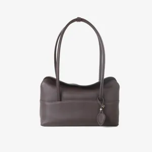 Sac d'aisselle élégant en cuir marron, sac oreiller d'épaule en cuir de vaches pour femmes.
