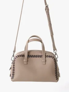 Sac Boston pour Femmes en Cuir de Vachette Tissé Bloc de Couleur Cartable Vintage Rétro Poignée Supérieure Épaule Bandoulière Sac à Main