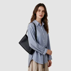 Sac à main porté épaule en cuir véritable pour femme, sac sous bras minimaliste pour bureau.