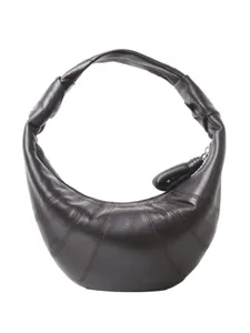 Bolso croissant de cuero marrón oscuro estilo francés bolso hobo minimalista de hombro elegante