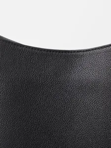 Borsa a tracolla nera in vera pelle bovina, elegante borsa da donna per il lavoro.