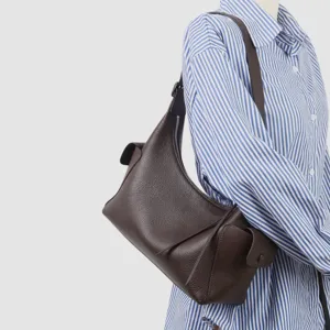 Bolso de hombro de cuero marrón elegante bolso mensajero de moto bolso de mano diario
