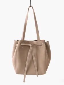 Sac cabas cordon en cuir veritable, sac a main epaule luxueux minimaliste, grande capacite.