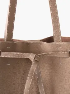 Sac cabas en cuir veritable avec nœud, sac a main minimaliste grande capacite.